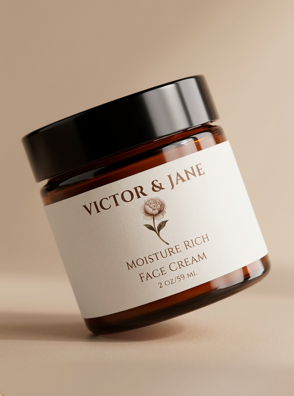 Victor and Jane moisture rich face cream angled view cold-pressed handcrafted